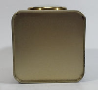 Vintage Hard to Find Harrods Green and Golden Clock in Tin Metal Container Made in Knightsbridge, London, England