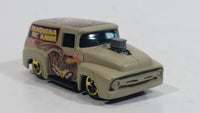 2005 Hot Wheels Pin Hedz '56 Ford Truck Flat Brown Beige Die Cast Toy Car Hot Rod Vehicle with Opening Hood