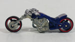 2008 Hot Wheels Customizers Corner Shop Blast Lane Motorcycle Dark Metalflake Blue Die Cast Toy Motorbike Vehicle - Treasure Valley Antiques & Collectibles