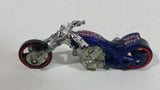 2008 Hot Wheels Customizers Corner Shop Blast Lane Motorcycle Dark Metalflake Blue Die Cast Toy Motorbike Vehicle - Treasure Valley Antiques & Collectibles