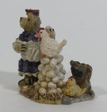 2001 Boydsenbeary Acres Momma with Gertie & Lil' Henry Tiny Miniature Bear and Chickens Hens Resin Figurine