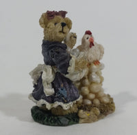 2001 Boydsenbeary Acres Momma with Gertie & Lil' Henry Tiny Miniature Bear and Chickens Hens Resin Figurine