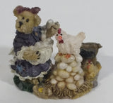 2001 Boydsenbeary Acres Momma with Gertie & Lil' Henry Tiny Miniature Bear and Chickens Hens Resin Figurine - Treasure Valley Antiques & Collectibles