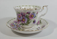 Vintage 1970s Royal Albert Flower of the Month Series September Michaelmas Daisy Bone China Tea Cup & Saucer Set