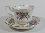 Vintage 1970s Royal Albert Flower of the Month Series September Michaelmas Daisy Bone China Tea Cup & Saucer Set