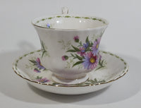 Vintage 1970s Royal Albert Flower of the Month Series September Michaelmas Daisy Bone China Tea Cup & Saucer Set