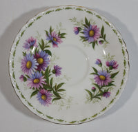 Vintage 1970s Royal Albert Flower of the Month Series September Michaelmas Daisy Bone China Tea Cup & Saucer Set