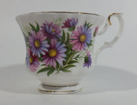 Vintage 1970s Royal Albert Flower of the Month Series September Michaelmas Daisy Bone China Tea Cup & Saucer Set