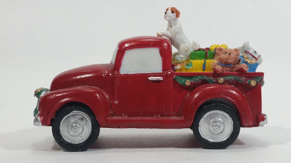 Decorative Resin Vintage Christmas Pickup Truck with Presents and Dog Ornament