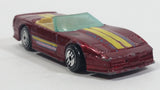 1989 Hot Wheels Speed Fleet Chevrolet Corvette Convertible Dark Red Die Cast Toy Car Vehicle