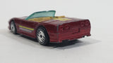 1989 Hot Wheels Speed Fleet Chevrolet Corvette Convertible Dark Red Die Cast Toy Car Vehicle