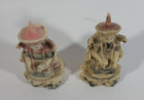 Vintage Emperor and Empress Highly Detailed Carved Resin Ivory Look Figurines Set