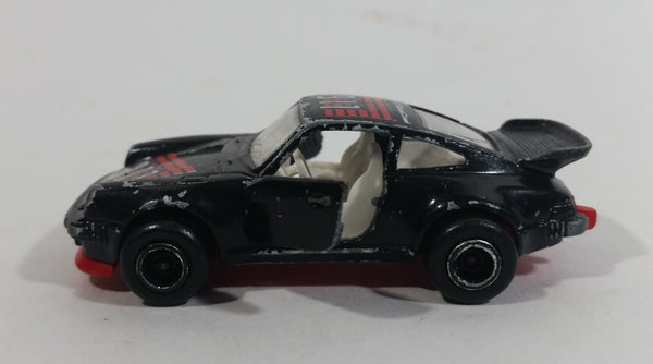 Vintage Majorette Porsche 911 Turbo No. 209 Black 1/57 Scale Die Cast Toy Car Vehicle with Opening Doors