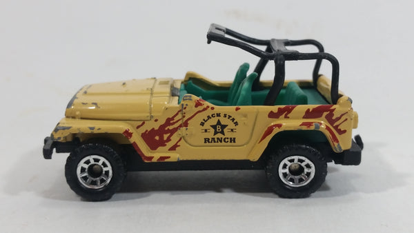 1998 Matchbox Jeep Wrangler Black Star Ranch Beige Brown Camouflage Die Cast Toy Car Vehicle