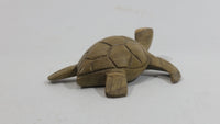 Light Green Colored Small Turtle Tortoise Wood Carved Animal Figure