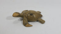 Light Green Colored Small Turtle Tortoise Wood Carved Animal Figure