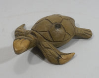 Light Green Colored Small Turtle Tortoise Wood Carved Animal Figure