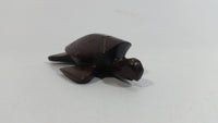 Dark Brown Colored Small Turtle Tortoise Wood Carved Animal Figure