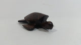 Dark Brown Colored Small Turtle Tortoise Wood Carved Animal Figure