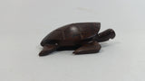 Dark Brown Colored Small Turtle Tortoise Wood Carved Animal Figure