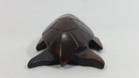 Dark Brown Colored Small Turtle Tortoise Wood Carved Animal Figure