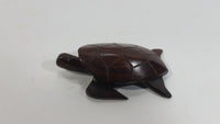 Dark Brown Colored Small Turtle Tortoise Wood Carved Animal Figure