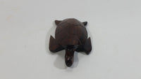 Dark Brown Colored Small Turtle Tortoise Wood Carved Animal Figure
