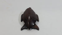 Dark Brown Colored Small Turtle Tortoise Wood Carved Animal Figure