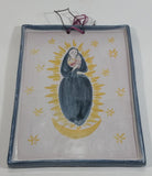 Vintage Maja Mexico Hand Painted Mary and Baby Jesus Themed Rectangular Shaped Glazed Pottery Wall Plate