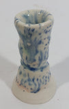 Small Short Blue and White 2 3/4" Hand Made Pottery Candle Holder