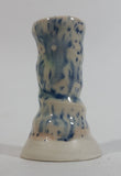 Small Short Blue and White 2 3/4" Hand Made Pottery Candle Holder