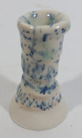 Small Short Blue and White 2 3/4" Hand Made Pottery Candle Holder