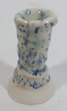 Small Short Blue and White 2 3/4" Hand Made Pottery Candle Holder