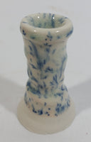 Small Short Blue and White 2 3/4" Hand Made Pottery Candle Holder