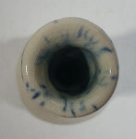 Small Short Blue and White 2 3/4" Hand Made Pottery Candle Holder