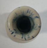 Small Short Blue and White 2 3/4" Hand Made Pottery Candle Holder