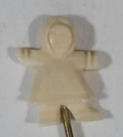 Vintage Tiny Miniature Small Carved Bone Eskimo Inuit Figure Hair Pin - Very detailed - Treasure Valley Antiques & Collectibles