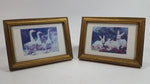 Vintage Dawna Barton "Three's Company Geese" "Three's Company Rabbits" Small Framed Prints