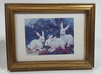 Vintage Dawna Barton "Three's Company Geese" "Three's Company Rabbits" Small Framed Prints - Treasure Valley Antiques & Collectibles