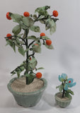Set of 2 Artificial Glass Fruit Vegetable Tomato Plant Faux Fake in Ceramic Light Green Colored Planters