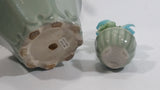 Set of 2 Artificial Glass Fruit Vegetable Tomato Plant Faux Fake in Ceramic Light Green Colored Planters