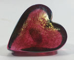 Signed Handmade In Canada Robert Held Iridescent Pink Purple Rainbow Heart Shaped Art Glass with Original Sticker