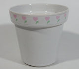 White Ceramic Pink Heart Themed 4" Tall Ceramic Flower Pot Made by "Terra"