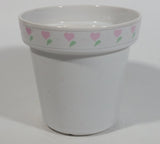 White Ceramic Pink Heart Themed 4" Tall Ceramic Flower Pot Made by "Terra"