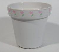 White Ceramic Pink Heart Themed 4" Tall Ceramic Flower Pot Made by "Terra"