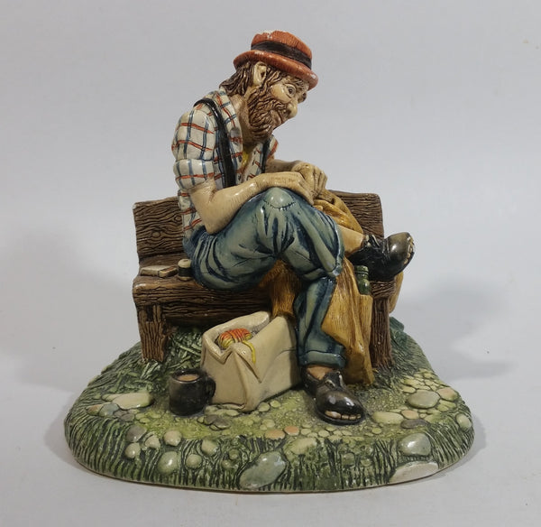 Vintage 1973 Naturecraft "Solitude" Man On A Bench No. 836 Hand Painted Stoneware Sculpture