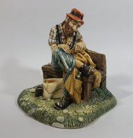 Vintage 1973 Naturecraft "Solitude" Man On A Bench No. 836 Hand Painted Stoneware Sculpture