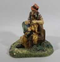 Vintage 1973 Naturecraft "Solitude" Man On A Bench No. 836 Hand Painted Stoneware Sculpture