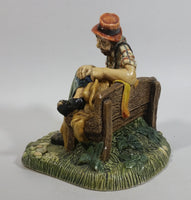 Vintage 1973 Naturecraft "Solitude" Man On A Bench No. 836 Hand Painted Stoneware Sculpture