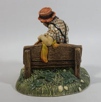 Vintage 1973 Naturecraft "Solitude" Man On A Bench No. 836 Hand Painted Stoneware Sculpture